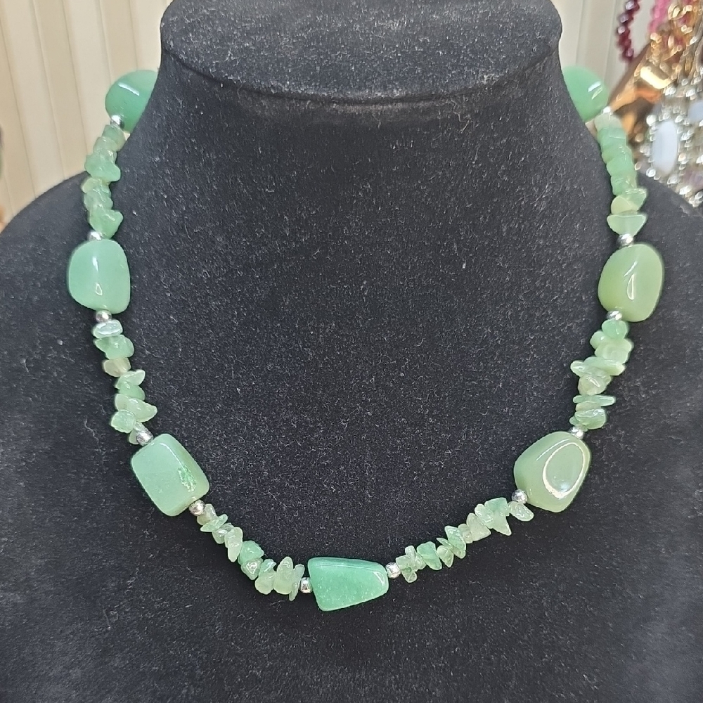 Vintage Green Adventurine Natural Stone Necklace